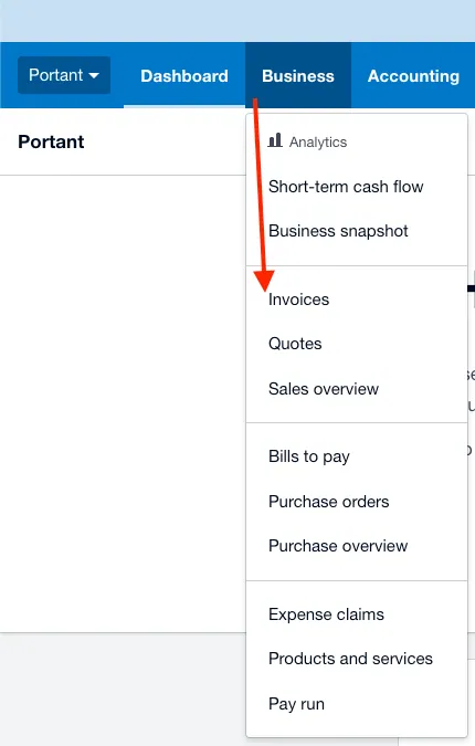 First step in creating an invoice in Xero