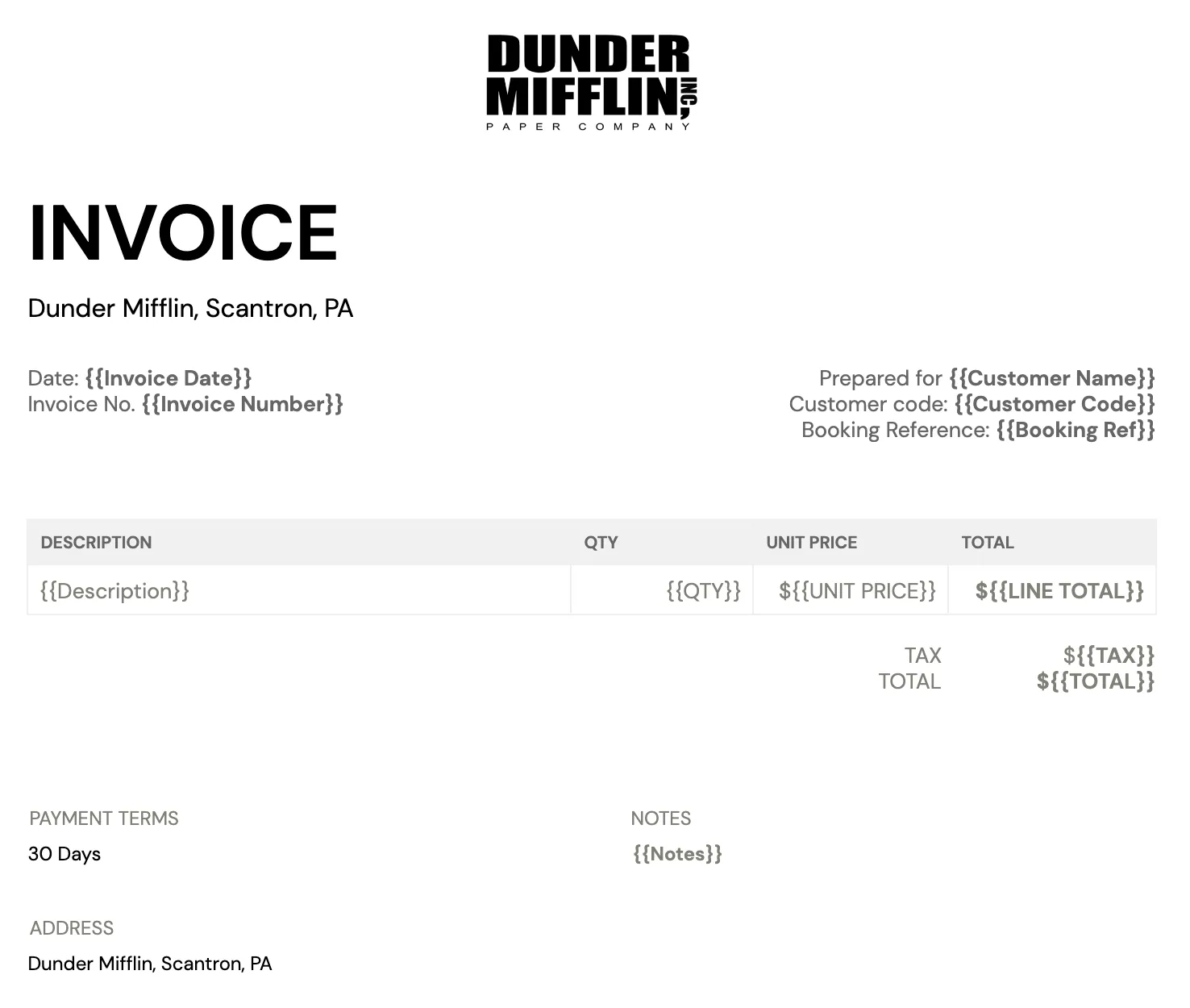 Portant's Google Sheets Invoice Template