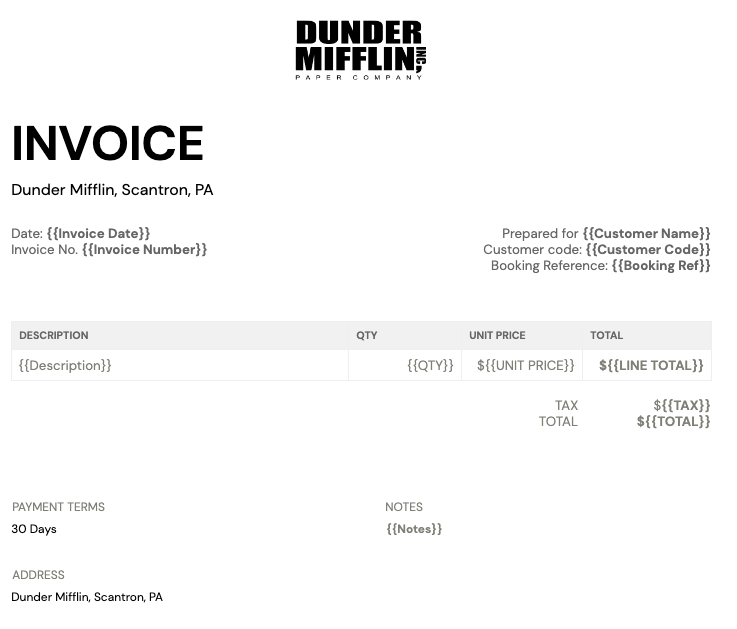 Portant's professional invoice template example