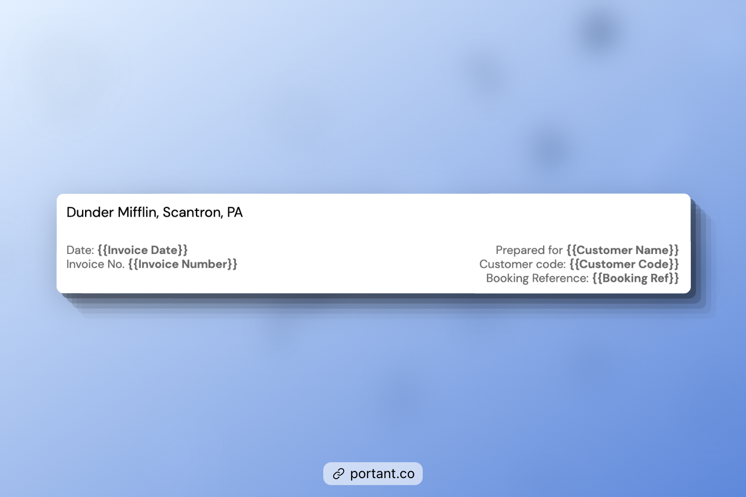 Editable contact section of a web design invoice template with fields for invoice date, invoice number, customer name, customer code, and booking reference
