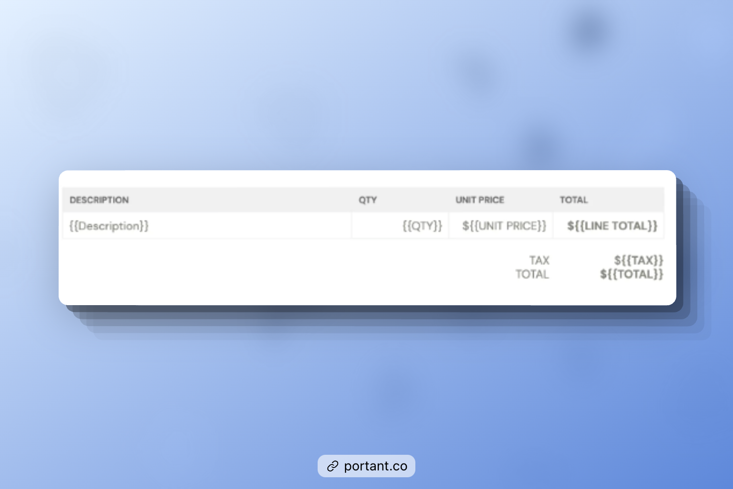 Detailed breakdown of itemized costs on an invoice, showing description, quantity, unit price, line total, tax, and overall total for clear cost transparency.