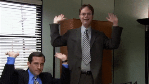 Excited characters from The Office raising their hands in celebration, representing the joy and relief teams feel when adopting document automation to streamline processes