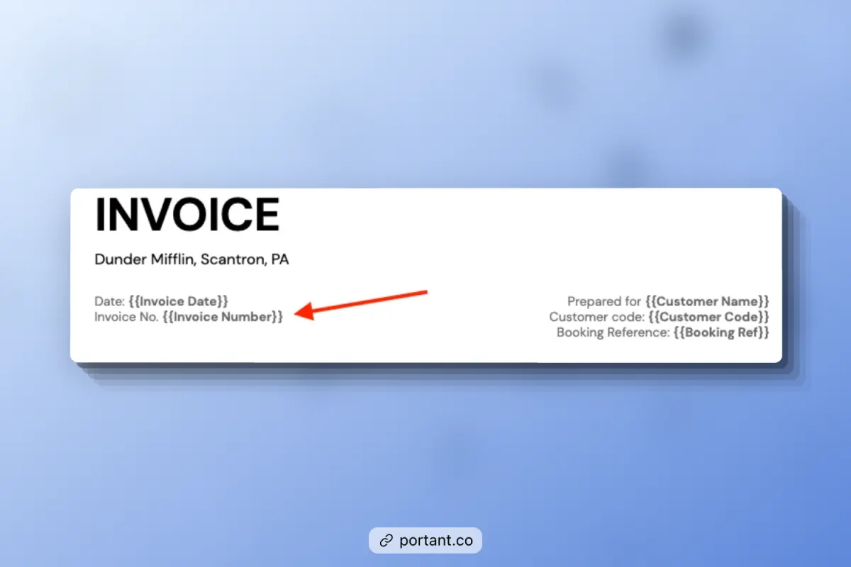 Portants Invoice Template showcasing editable invoice date and invoice number fields for efficient automated landlord billing.