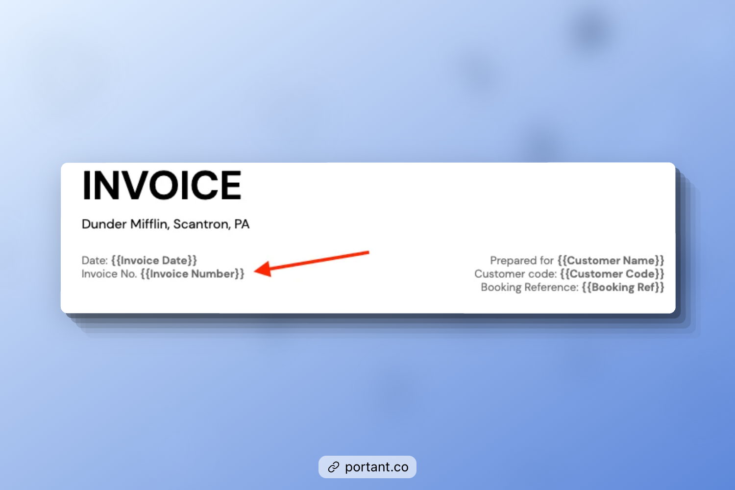 Portants Invoice Template showcasing editable invoice date and invoice number fields for efficient automated landlord billing.