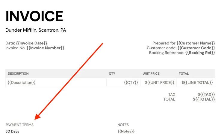 Example of Adding Payment Terms to a Sales Invoice