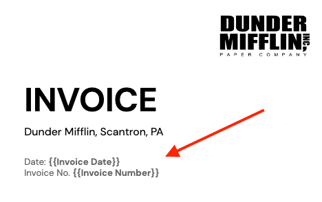 Invoice Number and Date on an Invoice Example