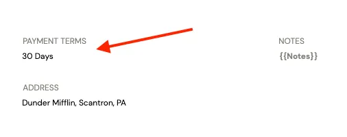 Payment Terms on an Invoice Example