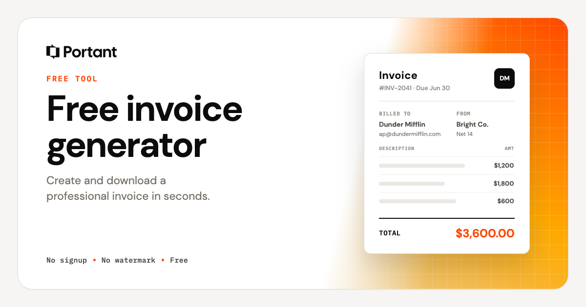 Free Invoice Generator & Maker, No Signup | Portant