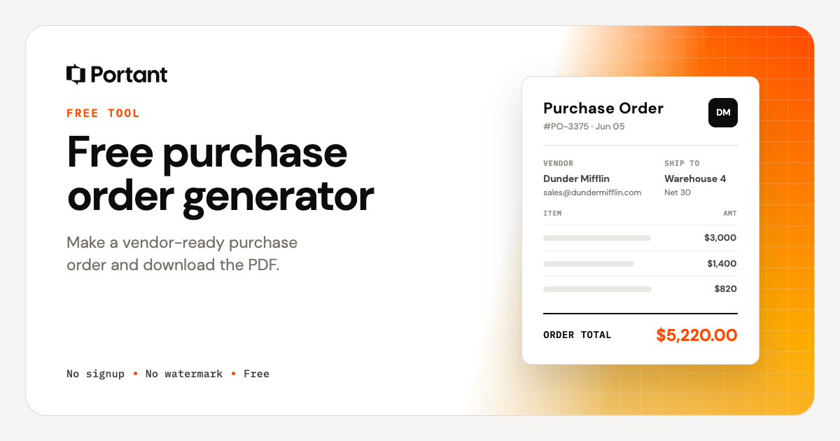 Free Purchase Order Template & Generator | Portant