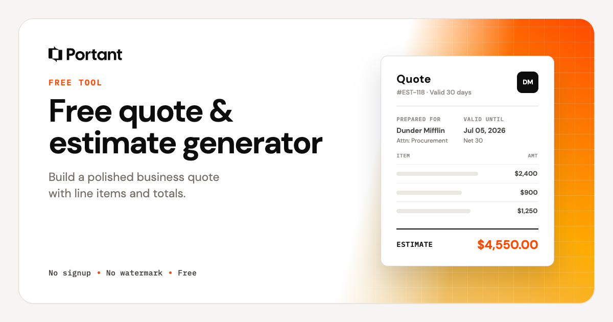Quote Generator Project Free Quote Template & Estimate Maker | Portant