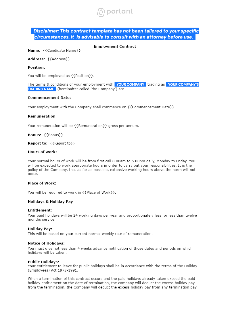 Employment Contract template thumbnail