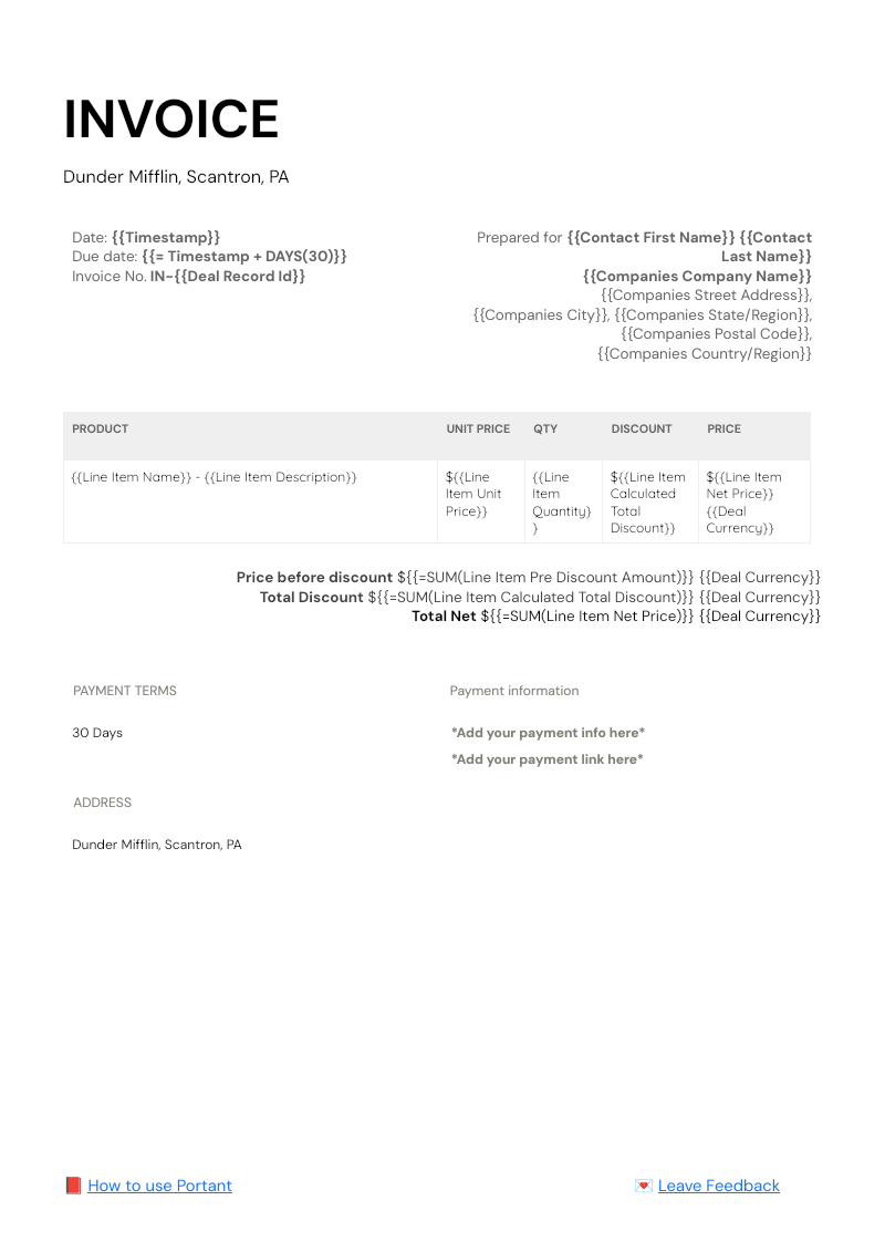 HubSpot Invoice Template template thumbnail