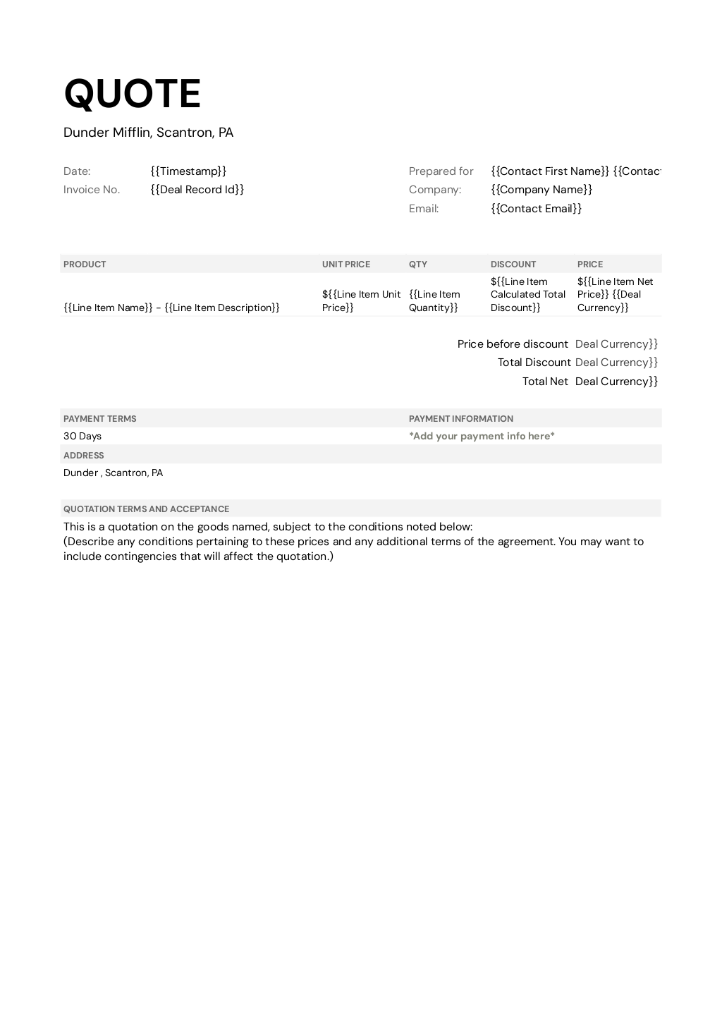 HubSpot Quote Template (Google Sheets) template thumbnail