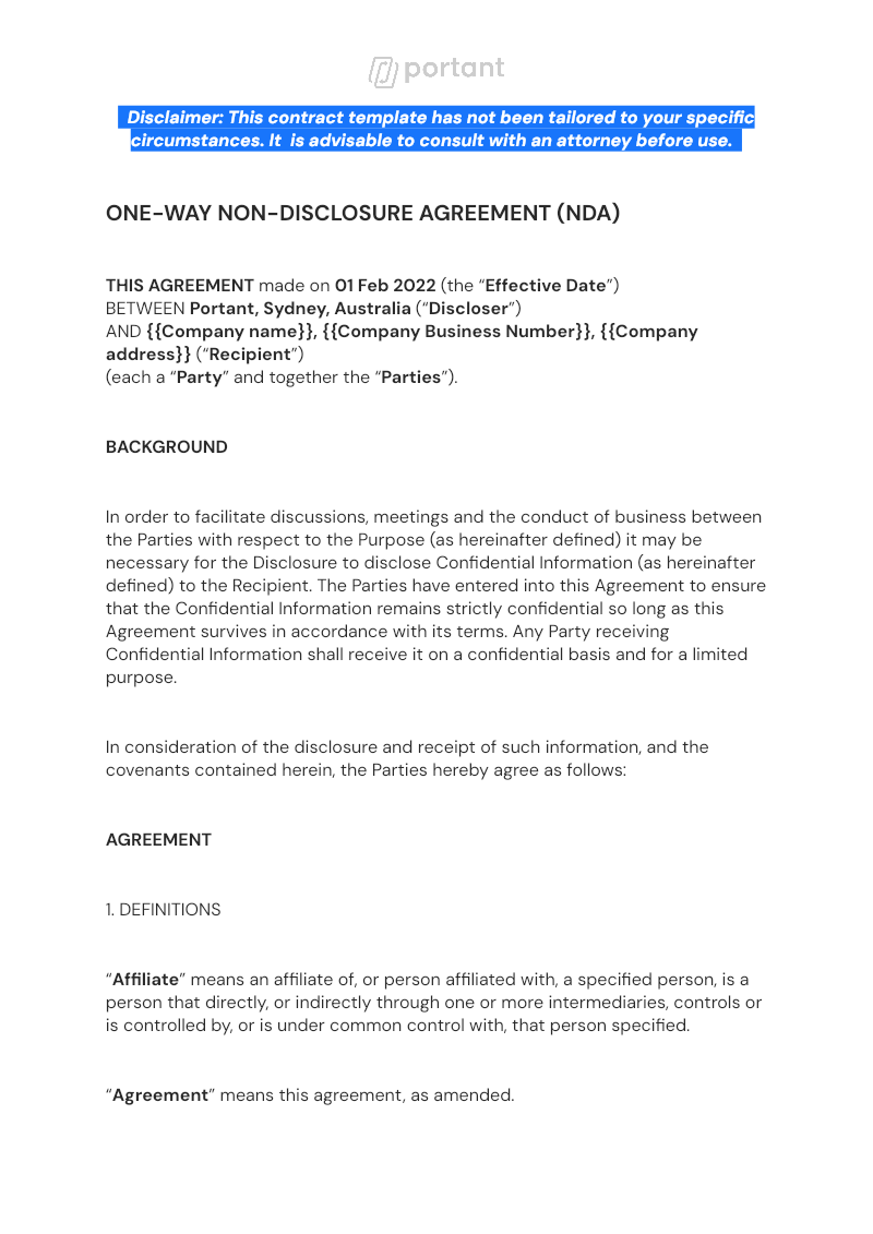 Non Disclosure Agreement - eSign template thumbnail
