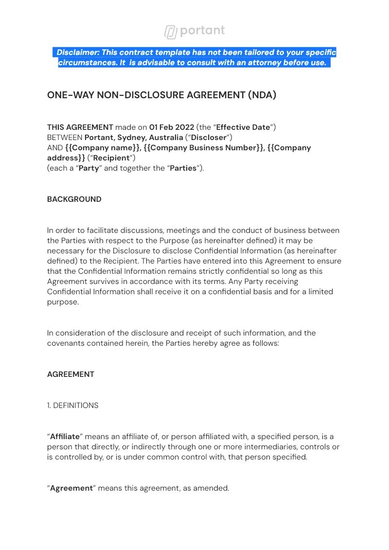 Non Disclosure Agreement - eSign template thumbnail