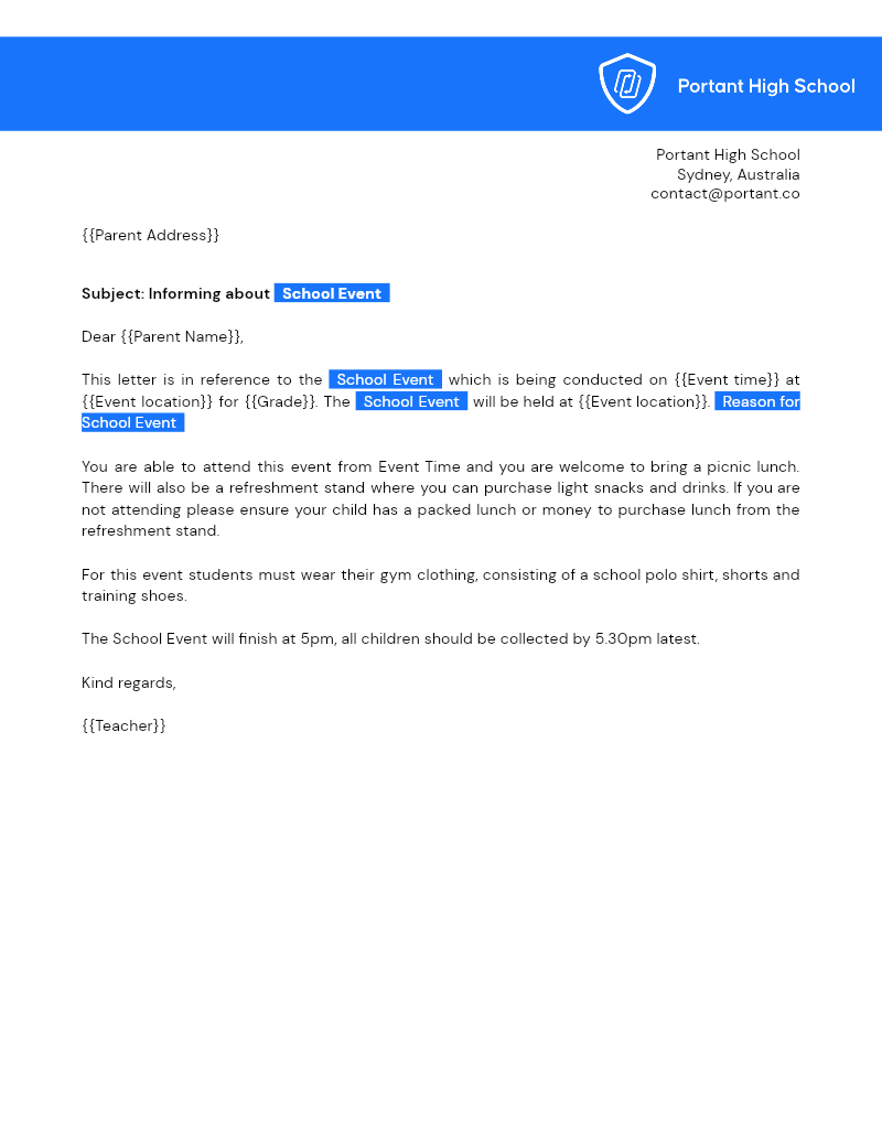 Parent Letters template thumbnail