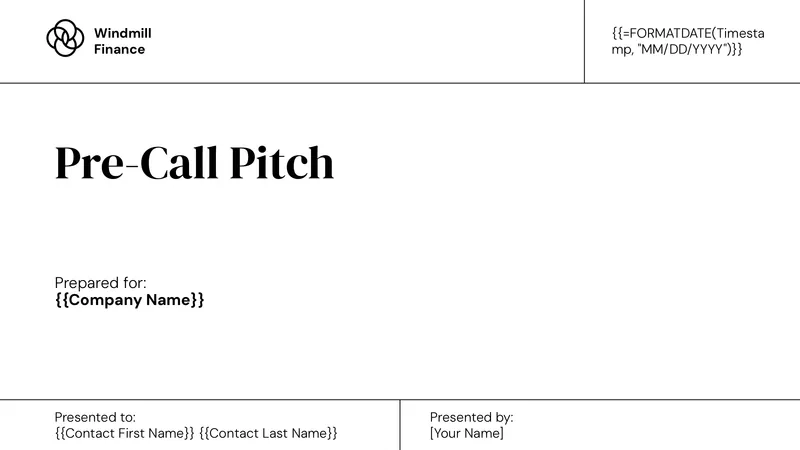 Pre Call Pitch Deck (Elegant) template thumbnail