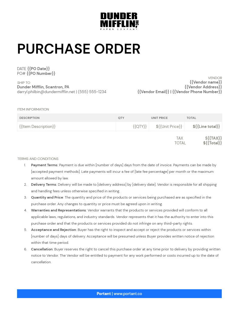 Purchase Order template thumbnail