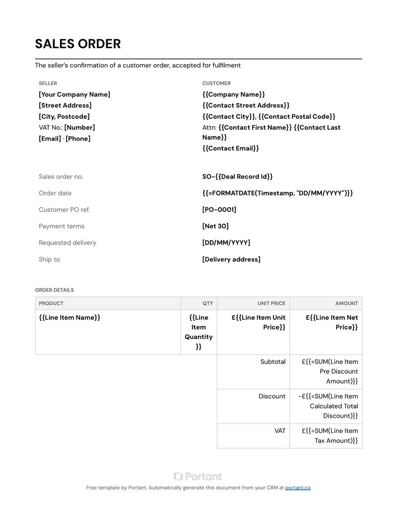 Sales Order (GB) template thumbnail