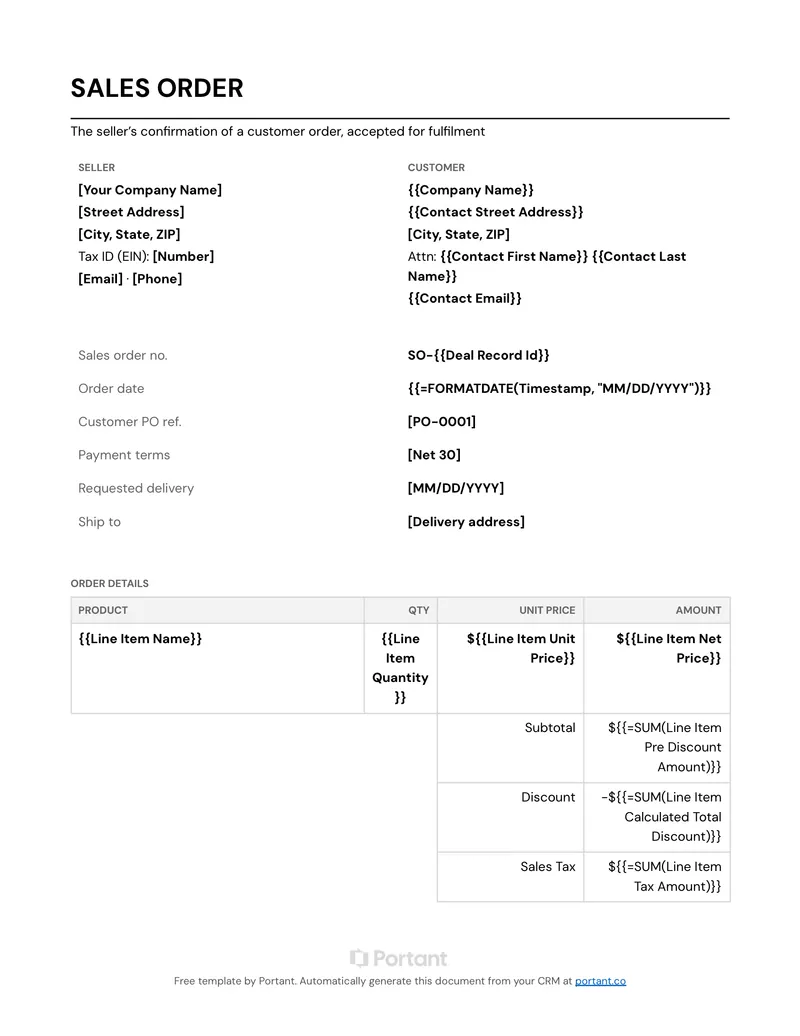 Sales Order (US) template thumbnail
