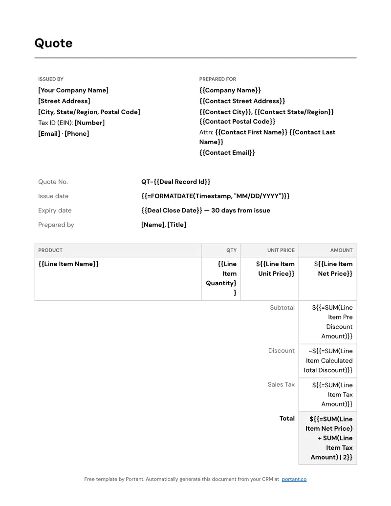 Sales Quote (US) template thumbnail