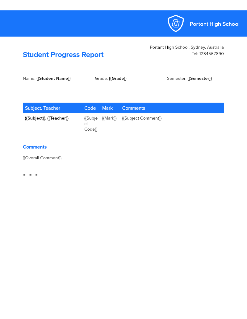 Student Progress Reports template thumbnail